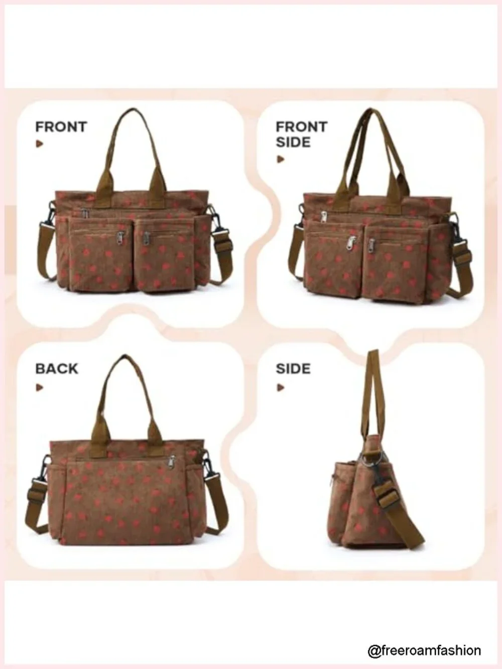 Corduroy Tote Bag Crossbody Handbag 9-Pocket Satchel Work Travel